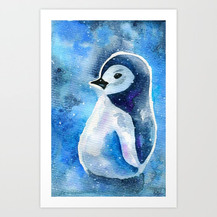 Winter Penguin in the Snow Art Print