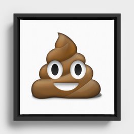 Smiling Poo Emoji (White Background) Framed Canvas