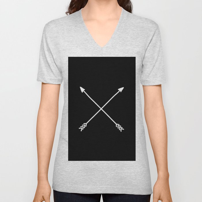 black crossed arrows V Neck T Shirt