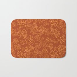 Monstera Jungle Golden Leaves Marigold Yellow & Rust palette_vector drawing  Bath Mat | Colorful, Rust, Burntorange, Contemporary, Painting, Summerspring, Jungle, Leaf, Boho, Palm 