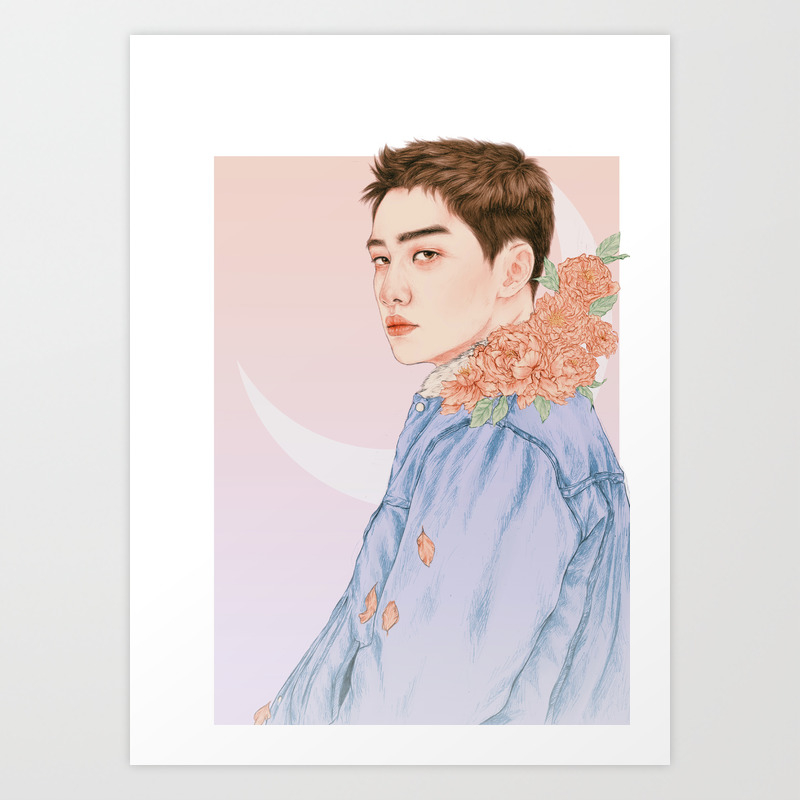 evening sky d o kyungsoo exo art print by aerinah society6