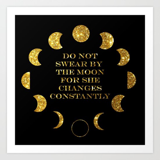 Moon Phases Gold Art Print