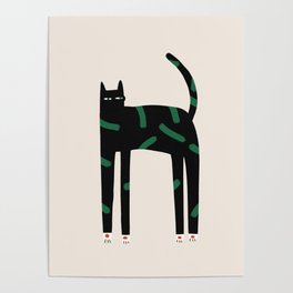 Abstract Black Cat Mid Century Modern Poster