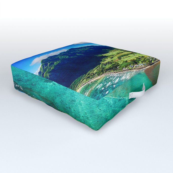 Coastal Oahu, Hawaii turquise ocean blue waters tropical color landscape photograph / photography Outdoor Floor Cushion