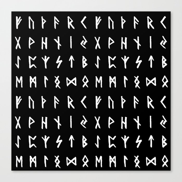 Nordic Runes // Black Canvas Print