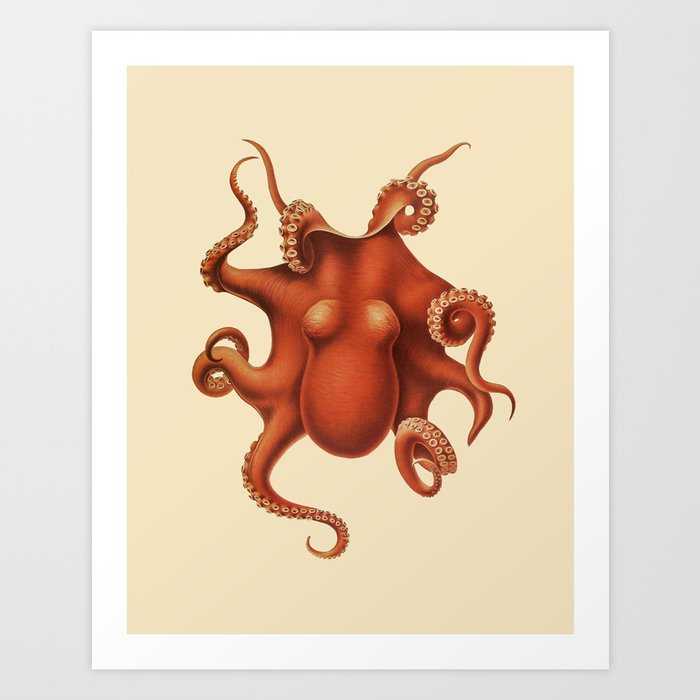 Deep Sea Creatures Poster, Sea Painting, Squid Art, Vintage Posters, Ocean Painting - Giant Octopus Art Print
