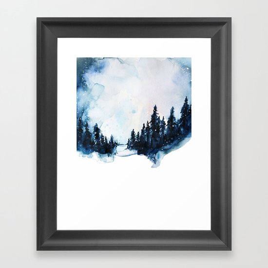 Winter Watercolor Framed Art Print