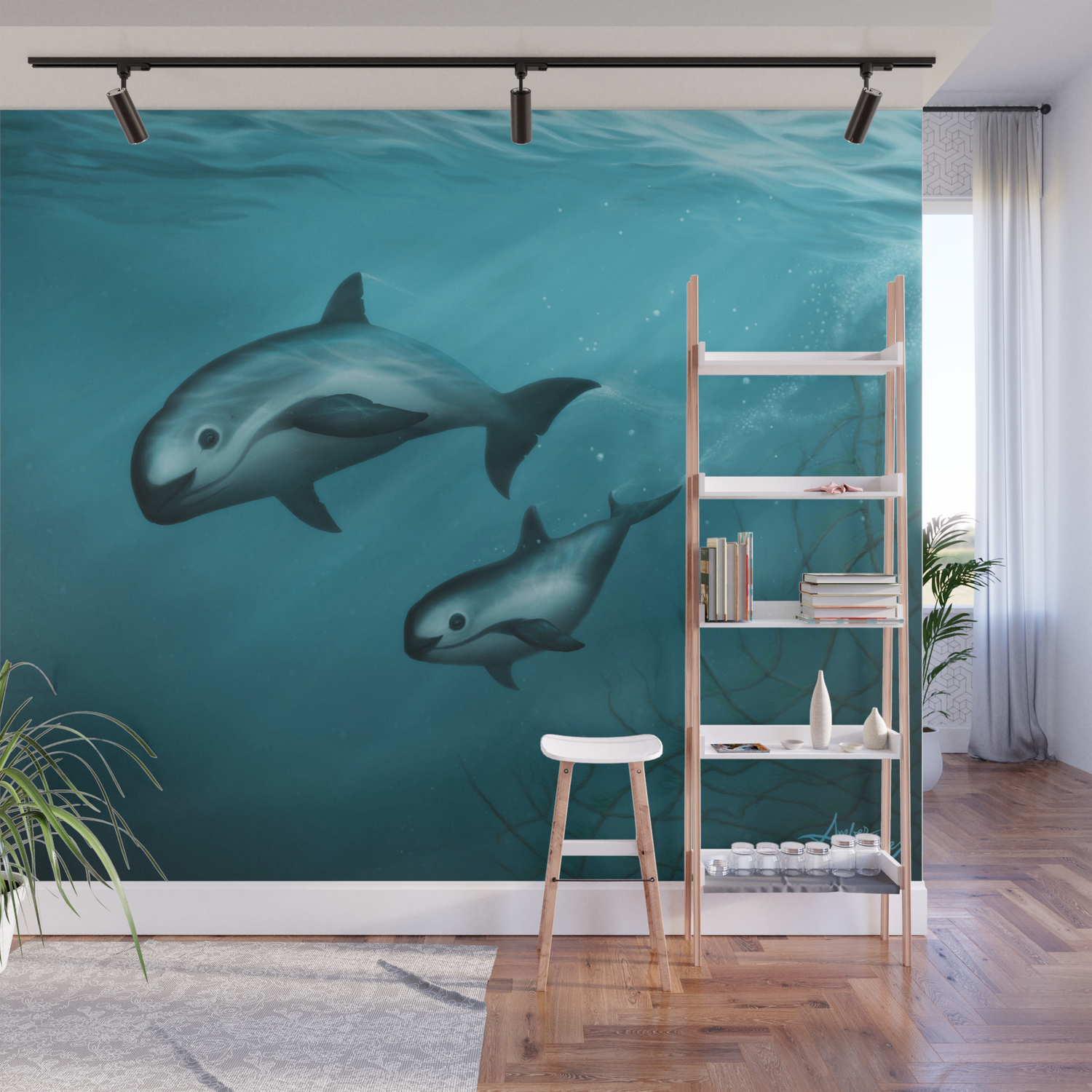 Treacherous Waters Vaquita Porpoise Art Original Digital Painting By Amber Marine Copyright 2015 Wall Mural By Aroseart Society6