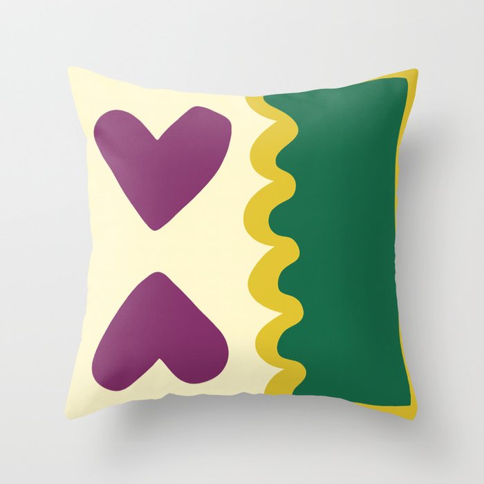 Two hearts vintage shape 3 Throw Pillow