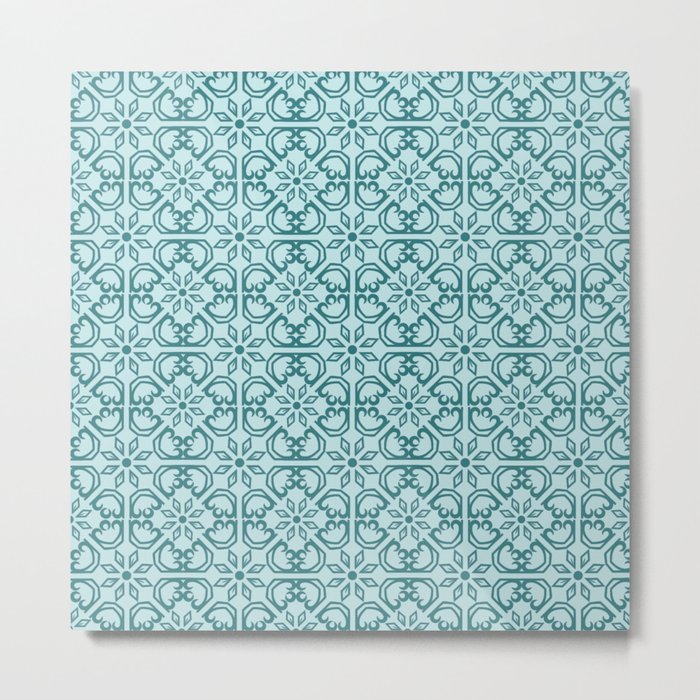 Vintage Mediterranean tiles pattern cobalt blue Metal Print