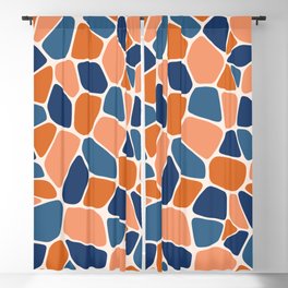 Abstract Shapes 204 in Navy Blue and Orange Blackout Curtain