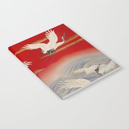 Japanese Cranes Over Waves  Notebook