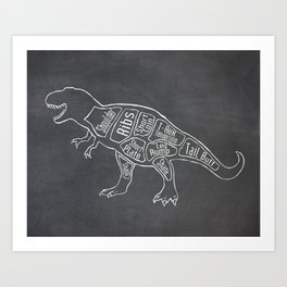 Tyrannosaurus, Rex Dinosaur (A.K.A. T REX) Butcher Meat Diagram Art Print