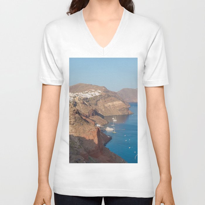 Santorini Caldera V Neck T Shirt