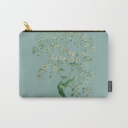 Vintage Aesthetic White Flower on a Green Background Carry-All Pouch