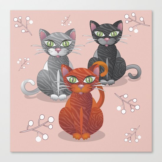 Three nice tiger cats Canvas Print