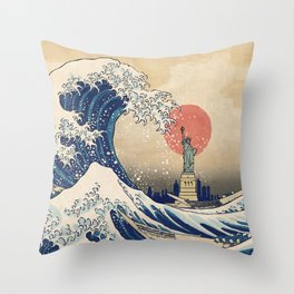 The Great Wave - New York Throw Pillow