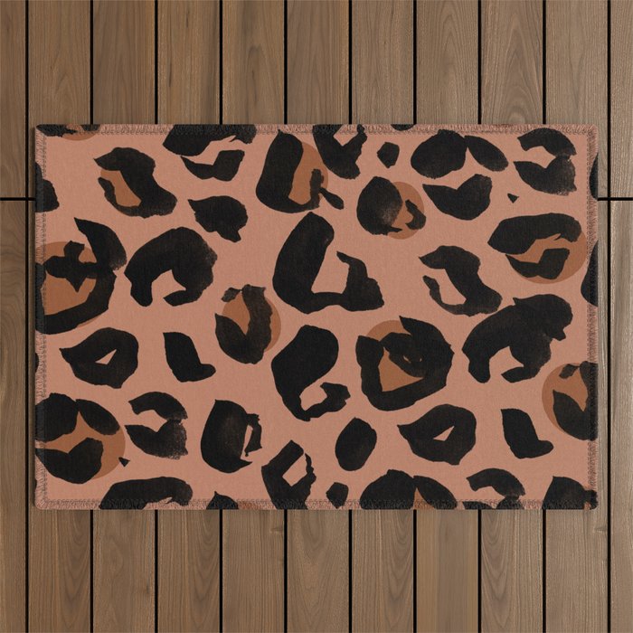 Tan Leopard Print  Outdoor Rug