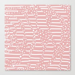 Spots and Stripes 2 - Pink and White Canvas Print