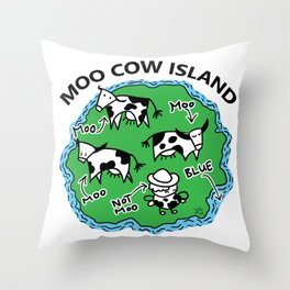 Moo Cow Island Map Throw Pillow