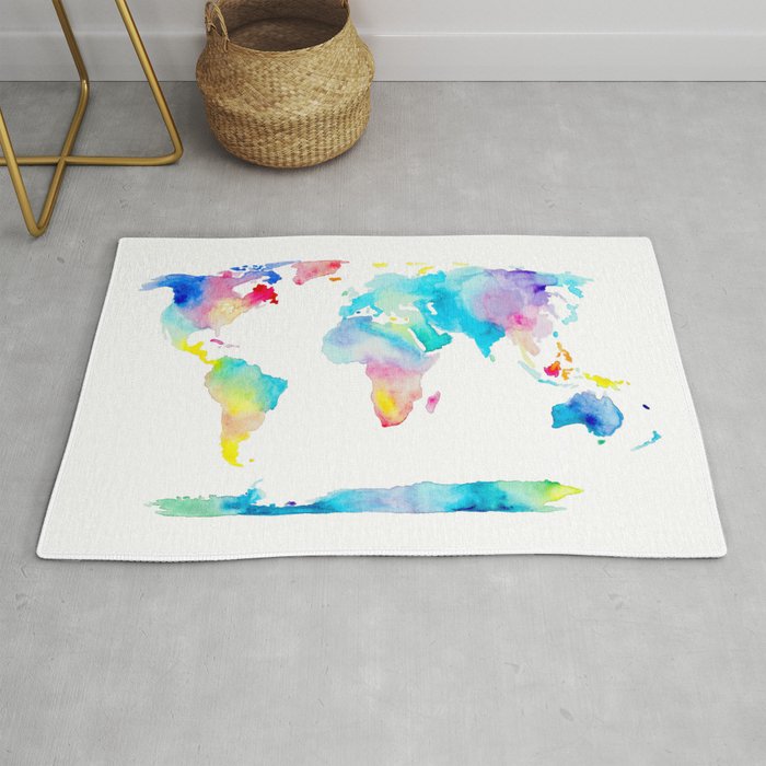 The Places We'll Go - Watercolor World Map Rug