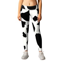 black and white animal print cow spots Leggings