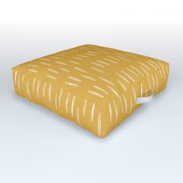Raindrop Abstract Boho Pattern, Yellow Outdoor Floor Cushion