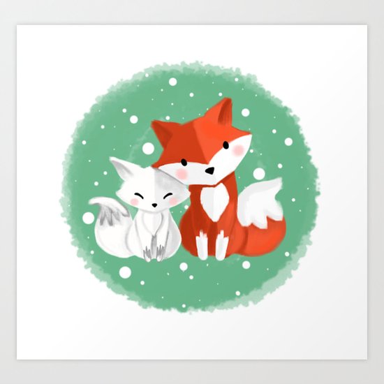 Foxy friends Art Print