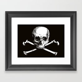 Skull and Crossbones | Jolly Roger | Pirate Flag | Black and White | Framed Art Print
