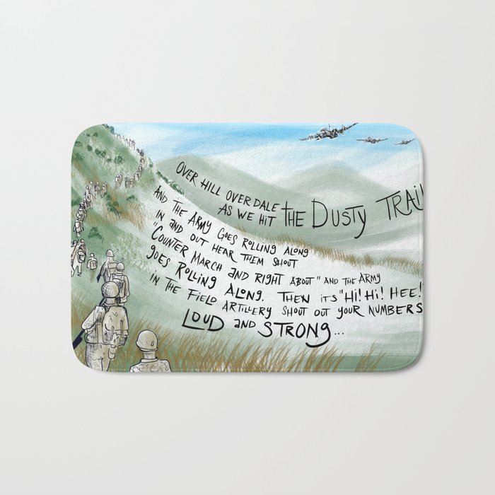 Army Veterans Fight Song in Watercolor Sketch Bath Mat