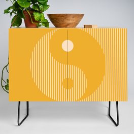 Geometric Lines Ying and Yang IV in Mustard Yellow Credenza