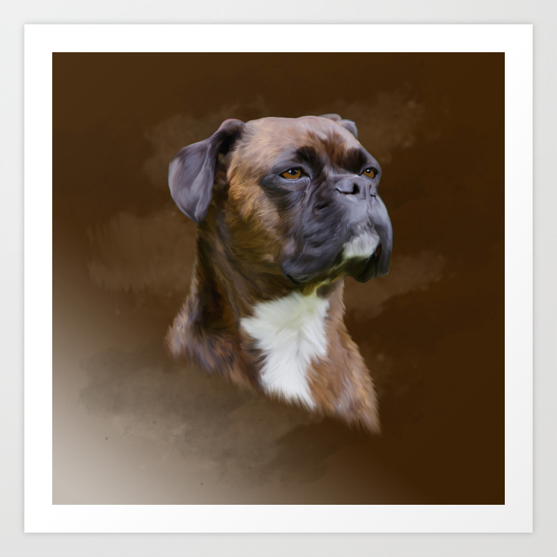 Boxer Dog Oil Painting Art Portrait Art Print By Aashiarsh Society6