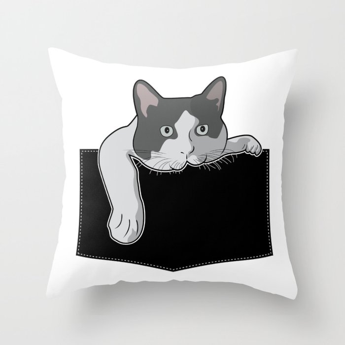 CAT IN THE POCKET Throw Pillow