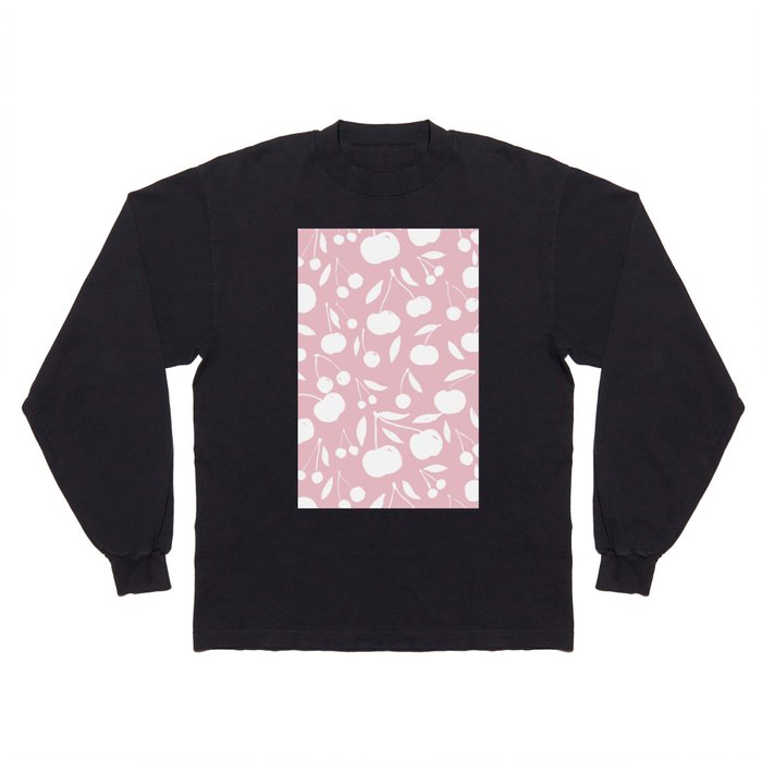 Cherries pattern - pastel pink Long Sleeve T Shirt