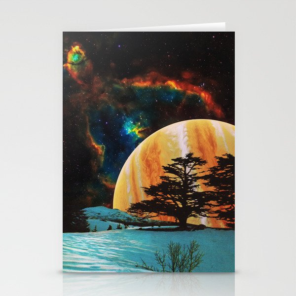Celestial Sky - Space Collage, Retro Futurism, Sci-Fi Stationery Cards