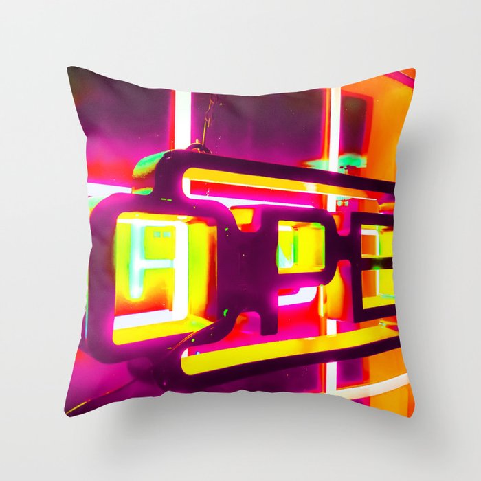 Night Light With Open Neon Sign In Pink Yellow Green Background