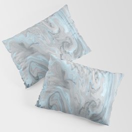 Ice Blue and Gray Marble Pillow Sham