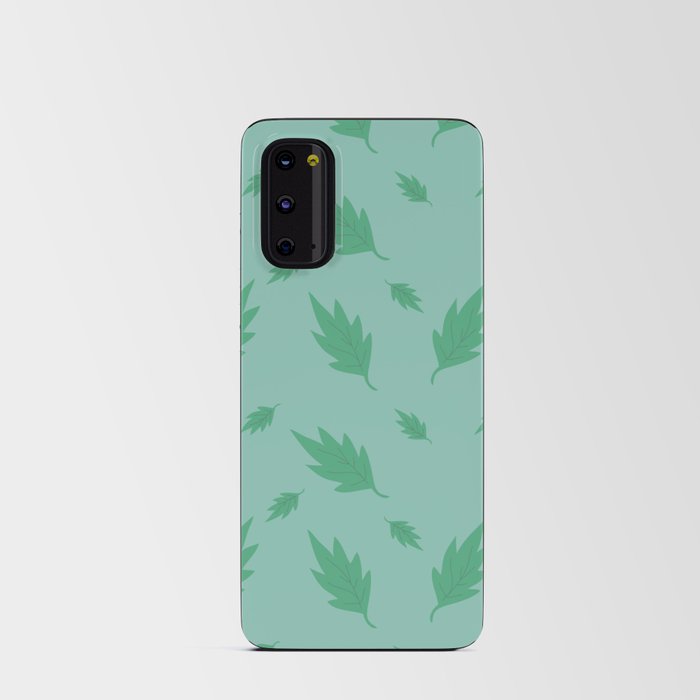 Delicate botanical pattern on green background Android Card Case