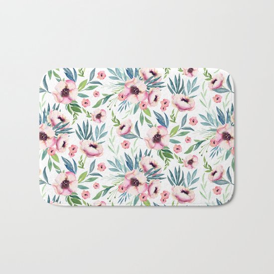 Flowers in Bloom Pattern Bath Mat