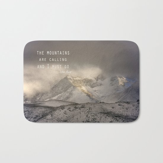 The Mountains are calling, and I must go. John Muir. Vintage. Bath Mat