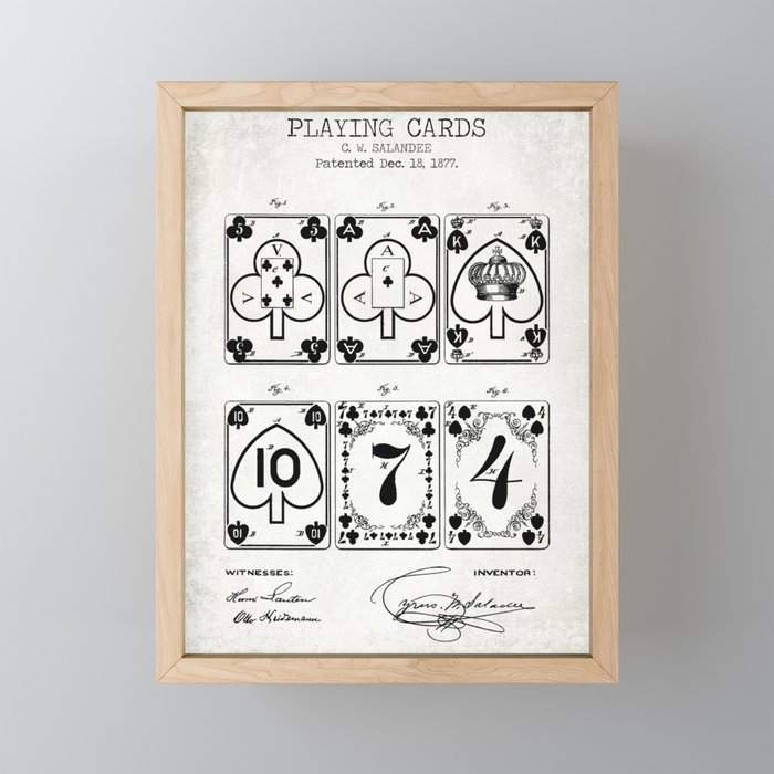Playing cards old patent Framed Mini Art Print