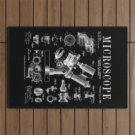Microscope Biologist Science Vintage Patent Drawing Print Outdoor Rug