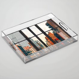 New York City Window #2-Surreal View Collage Acrylic Tray