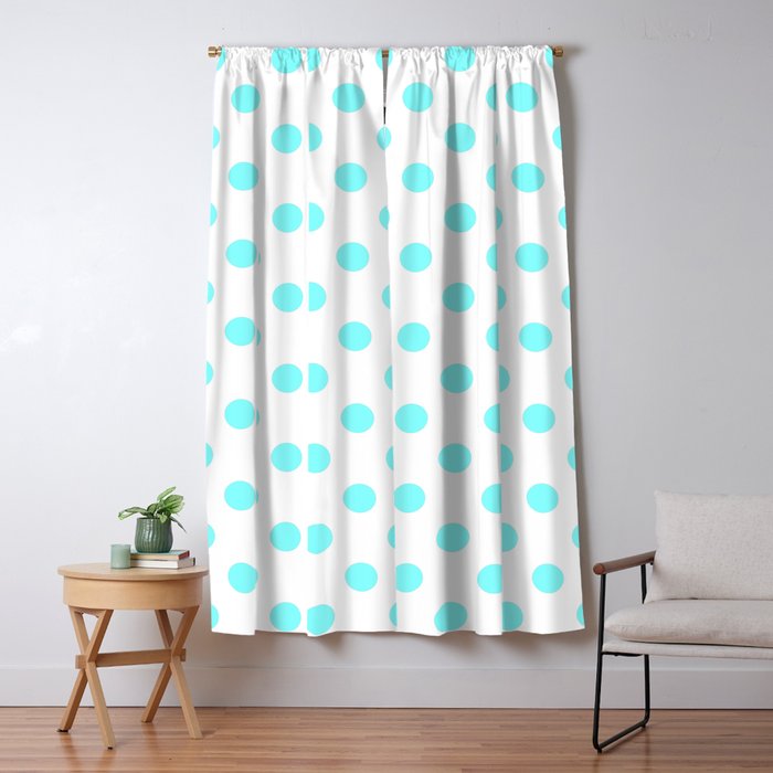 Polka Dots Aqua White Pattern Blackout Curtain By Luxelab Polka Dots Aqua White Pattern