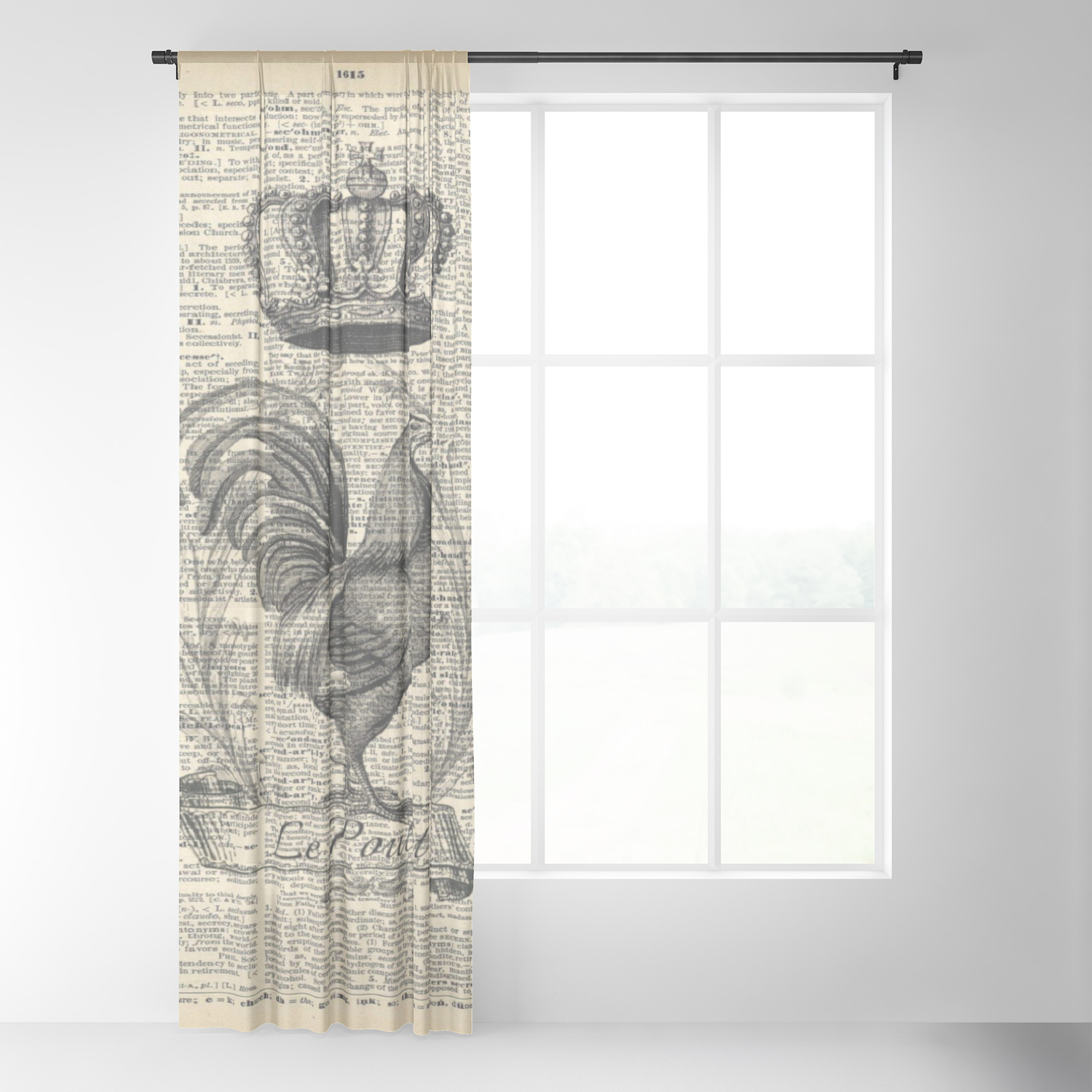Western Country French Chicken Kitchen Art Farmhouse Rooster Sheer