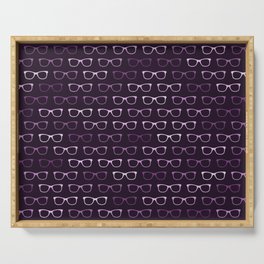 Purple Hipster Glasses Pattern Serving Tray