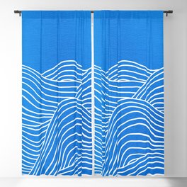 French Blue Ocean Waves Blackout Curtain