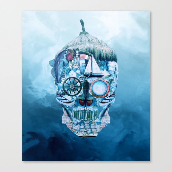 Skull Ocean Blue Canvas Print