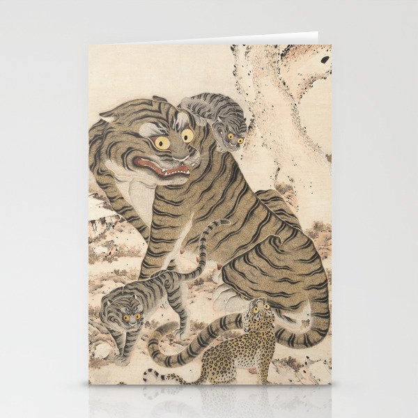 Tiger Family, Korean Art, 1800s Stationery Cards