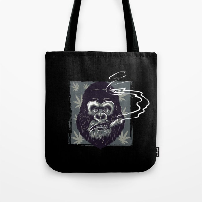 Gorilla Smoking Weed Tote Bag